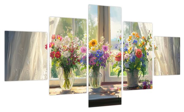 Obraz - Bukiet przy oknie (125x70 cm)