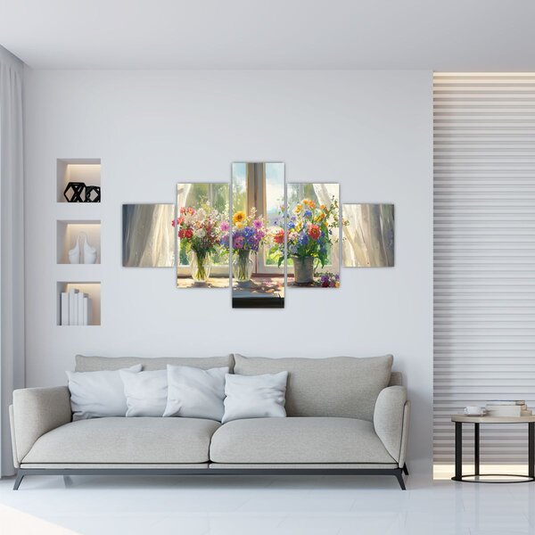 Obraz - Bukiet przy oknie (125x70 cm)