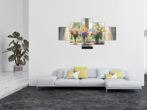 Obraz - Bukiet przy oknie (125x70 cm)