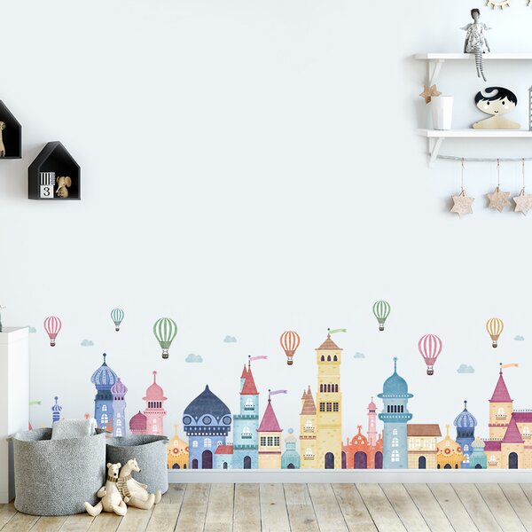 PIPPER | Naklejka na ścianę - "Balony na ogrzane powietrze nad miastem" 50x160 cm