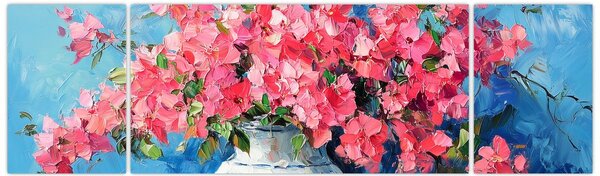 Obraz - Wazon z różowymi kwiatami (170x50 cm)