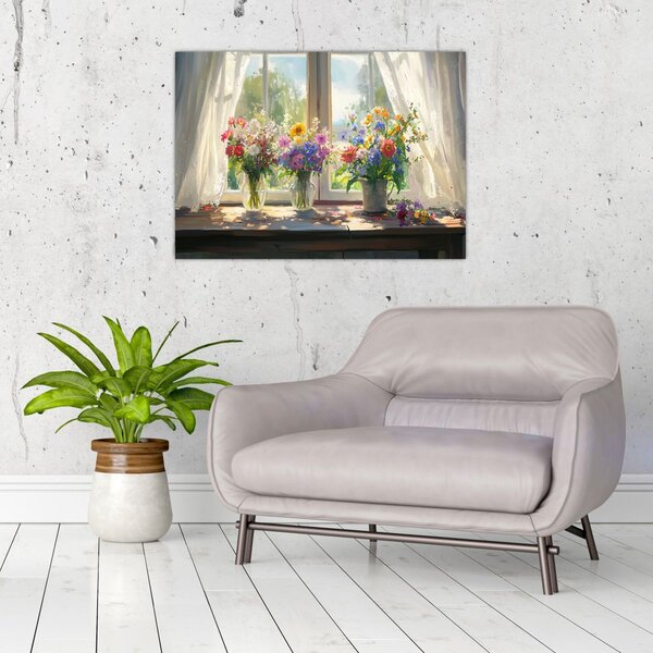 Obraz - Bukiet przy oknie (70x50 cm)