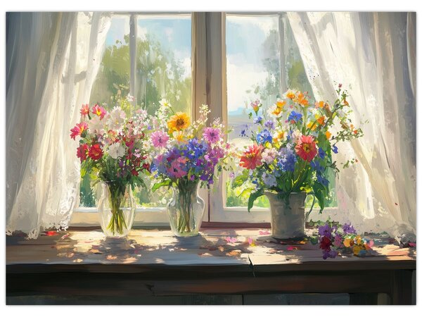 Obraz - Bukiet przy oknie (70x50 cm)