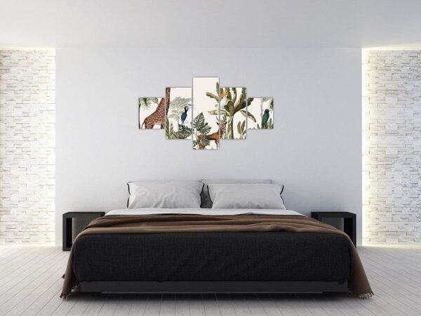 Obraz - Dżungla pełna zwierząt (125x70 cm)