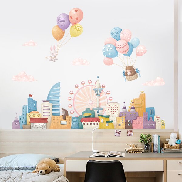 PIPPER | Naklejka na ścianę "Balony nad miastem" 77x104 cm
