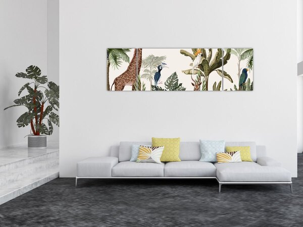 Obraz - Dżungla pełna zwierząt (170x50 cm)
