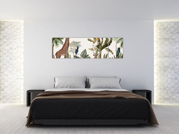 Obraz - Dżungla pełna zwierząt (170x50 cm)