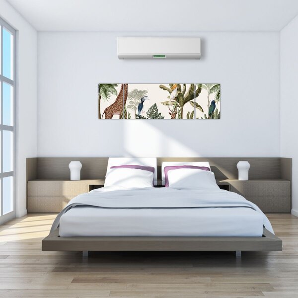 Obraz - Dżungla pełna zwierząt (170x50 cm)