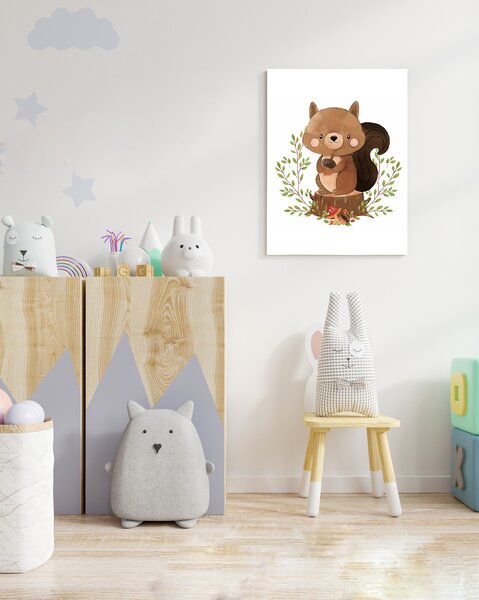 PIPPER | Dziecięcy obraz - Wiewiórka na pniu 50 x 40 cm