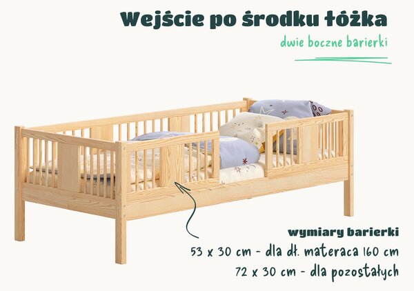 Łóżko dziecięce LENA 20 – z dwiema wysokimi barierkami
