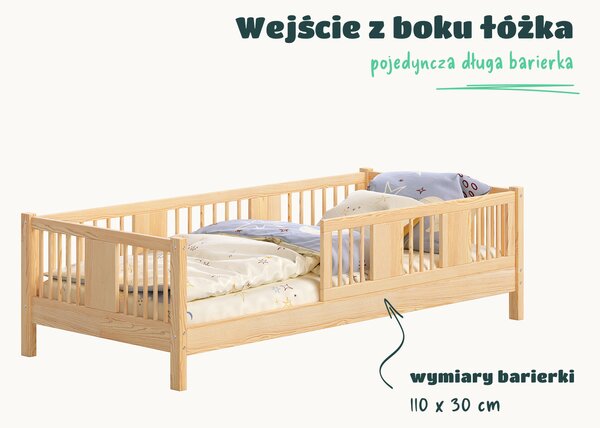 Łóżko dziecięce LENA 10 – niskie łóżko z wysoką barierką