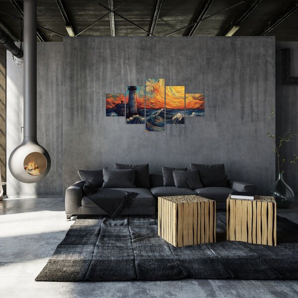 Obraz - Latarnia morska w falach (125x70 cm)