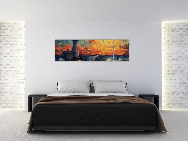 Obraz - Latarnia morska w falach (170x50 cm)