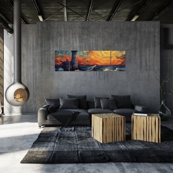 Obraz - Latarnia morska w falach (170x50 cm)