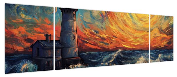 Obraz - Latarnia morska w falach (170x50 cm)