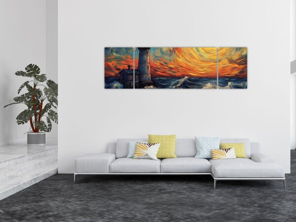 Obraz - Latarnia morska w falach (170x50 cm)