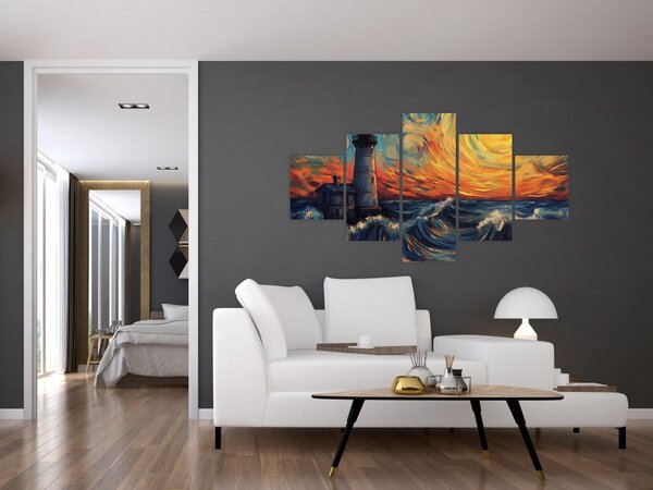 Obraz - Latarnia morska w falach (125x70 cm)