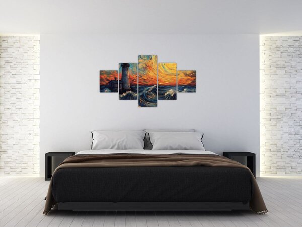 Obraz - Latarnia morska w falach (125x70 cm)