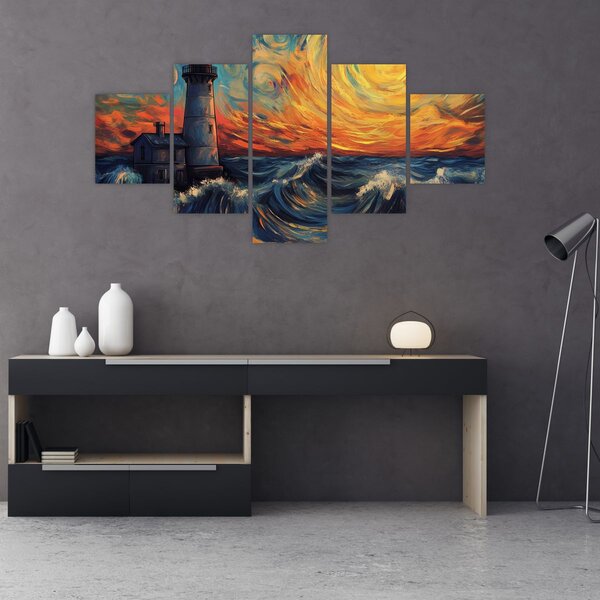 Obraz - Latarnia morska w falach (125x70 cm)