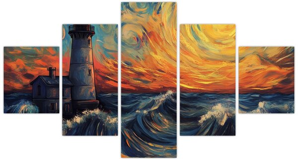 Obraz - Latarnia morska w falach (125x70 cm)