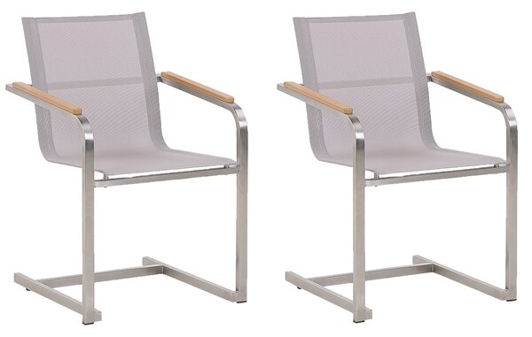 Zestaw 2 krzeseł ogrodowych beżowy stalowa rama wspornikowa konstrukcja Cosoleto Beliani