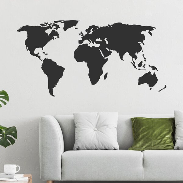 PIPPER | Naklejka na ścianę "Mapa świata - czarny" 64x125 cm