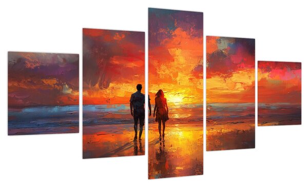 Obraz - Spacer po plaży (125x70 cm)