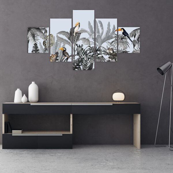 Obraz - Ilustrowana dżungla (125x70 cm)