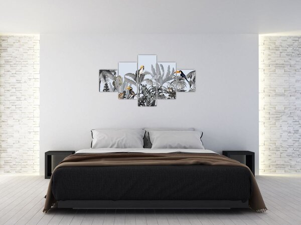 Obraz - Ilustrowana dżungla (125x70 cm)