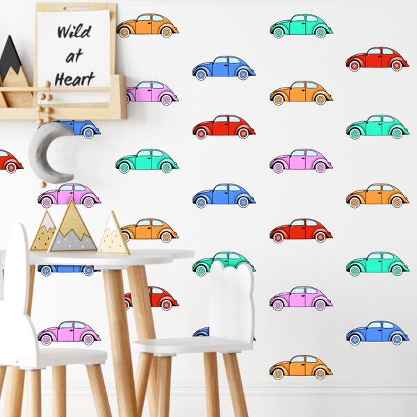 PIPPER | Naklejka na ścianę "Kolorowe samochody" 18x6 cm
