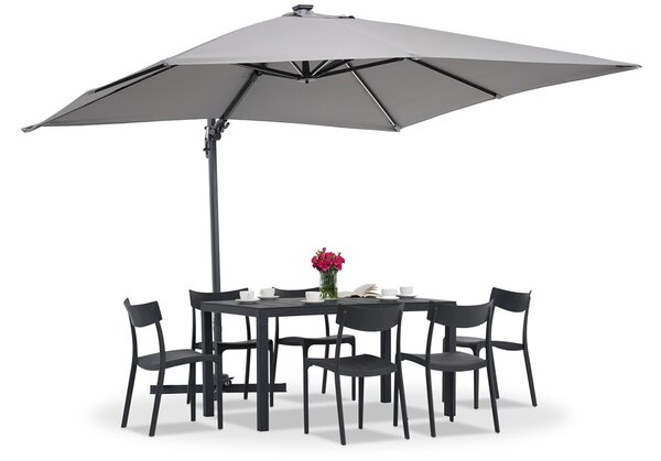 Parasol ogrodowy Merano z oświetleniem LED 3x3m Garden Point szary
