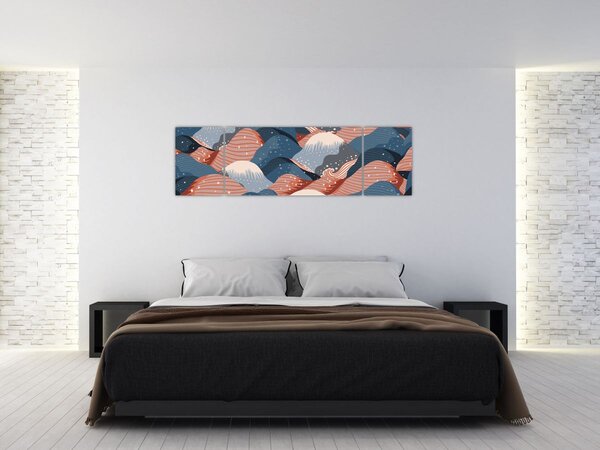 Obraz - Japońskie fale (170x50 cm)