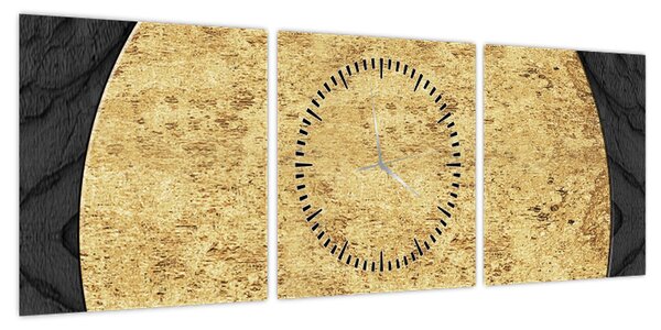 Obraz - Złota struktura N⁰2 (z zegarem) (90x30 cm)