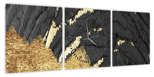 Obraz - Złota struktura N⁰1 (z zegarem) (90x30 cm)