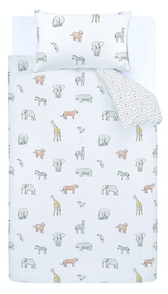 Biała bawełniana pościel dziecięca dwuosobowa 200x200 cm Zoo Animals – Bianca