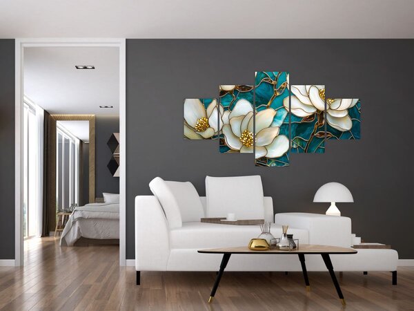 Obraz - Witraż z magnolią (125x70 cm)
