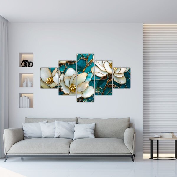 Obraz - Witraż z magnolią (125x70 cm)
