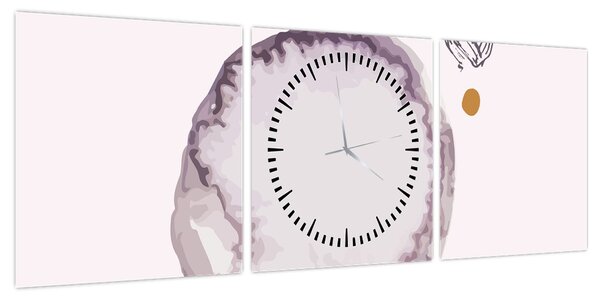 Obraz - Fioletowy minimalizm N⁰4 (z zegarem) (90x30 cm)