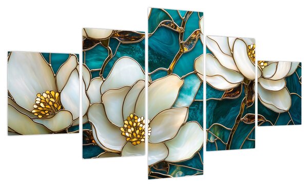 Obraz - Witraż z magnolią (125x70 cm)