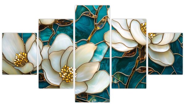 Obraz - Witraż z magnolią (125x70 cm)