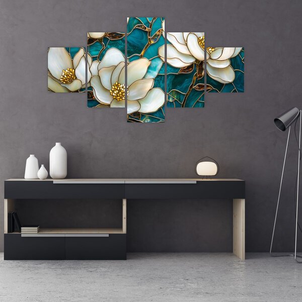 Obraz - Witraż z magnolią (125x70 cm)