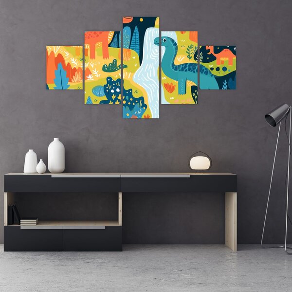 Obraz - Wesołe dinozaury (125x70 cm)