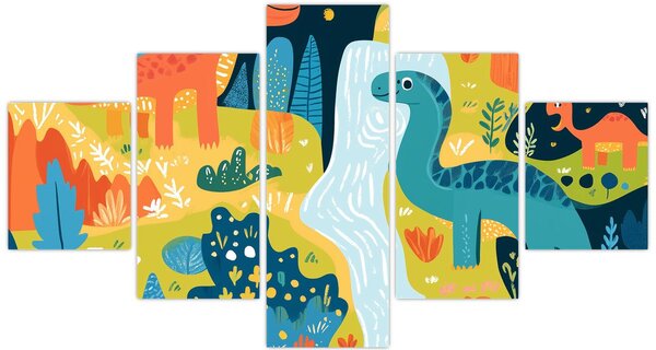 Obraz - Wesołe dinozaury (125x70 cm)