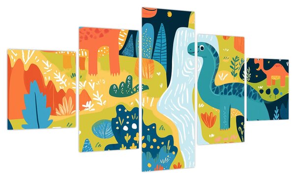 Obraz - Wesołe dinozaury (125x70 cm)