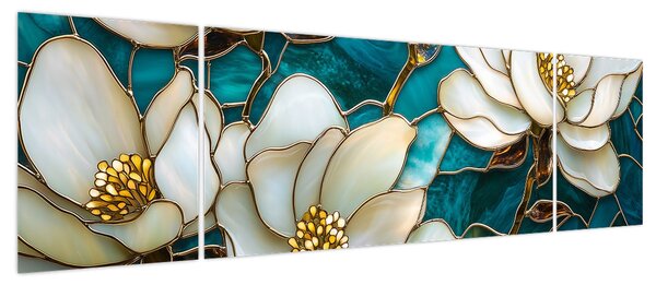 Obraz - Witraż z magnolią (170x50 cm)