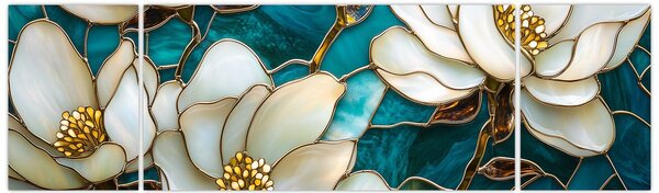 Obraz - Witraż z magnolią (170x50 cm)