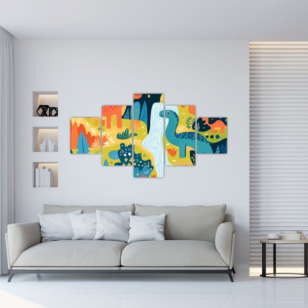 Obraz - Wesołe dinozaury (125x70 cm)