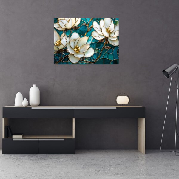 Obraz - Witraż z magnolią (70x50 cm)