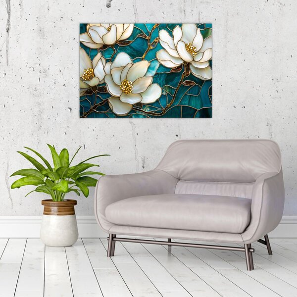 Obraz - Witraż z magnolią (70x50 cm)