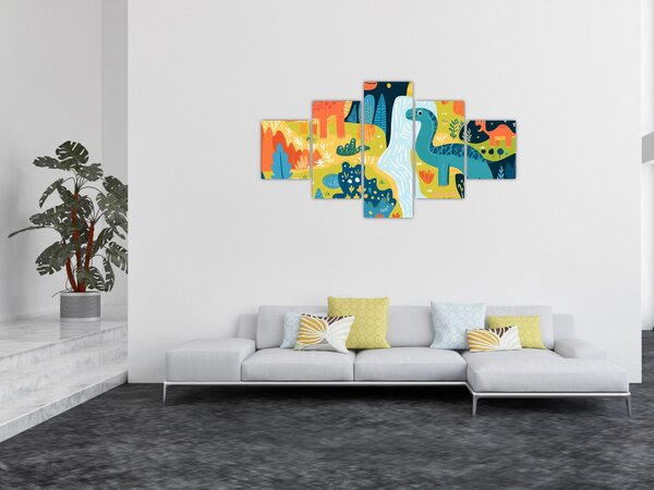 Obraz - Wesołe dinozaury (125x70 cm)